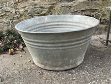 Vecchia Lavatrice Tinozza Mastello Bacinella In Ferro Zincato 35 X 66 X 47 Cm