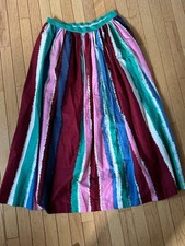 Gonna midi plissettata cotone colorato Le Sirenuse Positano righe Italia 46 L Artsy