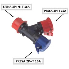 ADATTATORE INDUSTRIALE 16A MOLTIPLICATORE VOLANTE 32A 2P+T 3P+T 3P+N+T 220V 380V