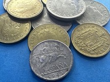 LOTTO 9 MONETE SPAGNA SPAGNOLE + 5 CINCO CENTS 1945 VINTAGE COLLEZIONE