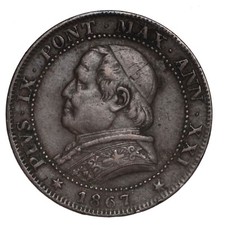 ITALIA STATO PONTIFICIO PIO IX 1 Soldo 1867 A. XXI