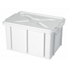 CASSETTA BOX CONTENITORE PLASTICA BIANCA ALIMENTARE CM 50X40X26 H CON COPERCHIO