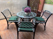 set giardino ferro tavolo  e 4 sedie con cuscini