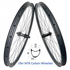 Set ruote bici mtb carbonio tubeless 30mm profondità 33mm larghezza 6 bulloni mozzo 28 fori