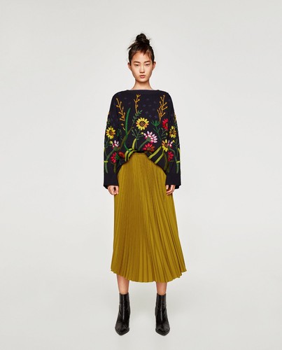 Gonna donna zara verde - zara, oliva