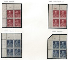 1925-26 Italia - Regno, - n. 189-190 MNH/** QUARTINA con numero di tabella