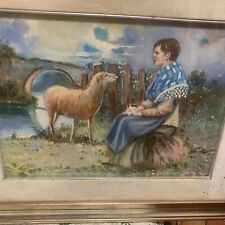 Dipinto Antico Olio Su Tela Achille Pace ?️?️?️?️?️?️?️?️Contadinella