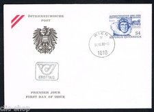 AUSTRIA 1 BUSTA PRIMO GIORNO FDC ALFRED WEGNER 1980