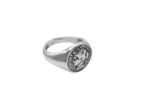 Anello sigillo con - , moneta