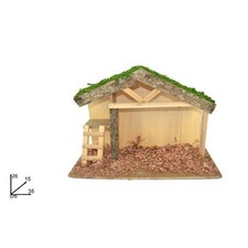 CAPANNA CON SOPPALCO SCALETTA CON TRUCIOLO 35X26X15CM PRESEPE DECORAZIONE NATALE