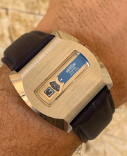 OROLOGIO VINTAGE ANNI 70 MENTOR JUMP HOUR DISK QUADRATO MANUALE SPACE AGE...