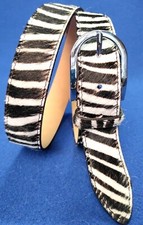 cintura cavallino pelliccia zebrata maculata nera pezzata bianca VERA PELLE