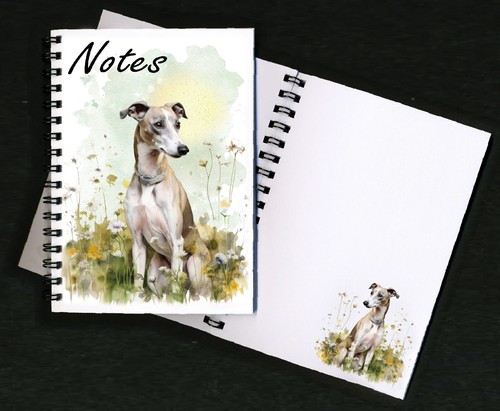 Whippet dog notebook - notebook/notepad, +
