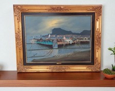 Quadro originale Galanti Mario - Marina Notturna con Pescatori e Barche