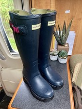 Hunter Balmoral regolabile foderato in neoprene taglia 5/38 Wellington suola Vibram blu navy