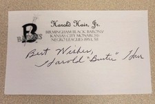 HAROLD BUSTER HAIR SIGNED INDEX CARD NEGRO LEAGUES BASEBALL AUTOGRAPH AUTO D2025