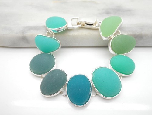 Bracciale vetro mare boemia - bracciale,