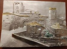 QUADRO BASSORILIEVO "PAESAGGIO" IN ARGENTO 925 R SU SPECCHIO SCANALATO.