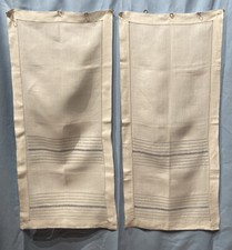 Antiche Tenda Tendine Coppia In Lino Ricamate A Mano 117x50cm