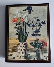 Rubrica telefonica in pelle con block notes e illustrazione floreale sulla coper