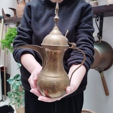 ANTICA TEIERA IN OTTONE INTARSIATO DEI PRIMI DEL 900 H=28 CM BROCCA ARABA