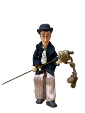 PUPAZZO TOTÒ CON CACCAVELLA ANNI ’60 PANNO LENCI/STOFFA E PLASTICA 16 CM