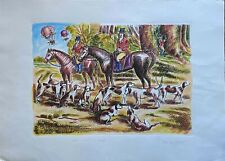 Daniela Romano incisione acquaforte acquarellata a mano La Caccia 70x50 Borghese