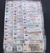 Lotto 100 Banconote Mondiali Diverse Cartamoneta Vera 50 Paesi Collezione UNC