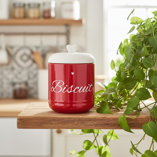 Barattolo biscuit rosso con