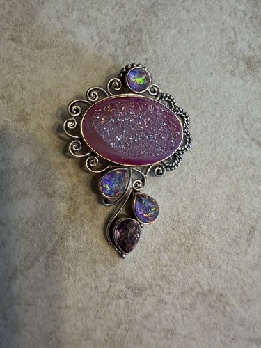 Ciondolo druso rosa - , sterling