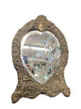 Specchiera da tavolo in argento a forma di cuore  Londra 1906 Argentiere Will...