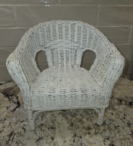 Sedia bambola vimini bianco