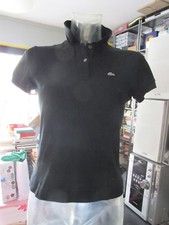 Polo Lacoste da donna taglia size 40 nera nero a manica corta maglietta ORIGINAL