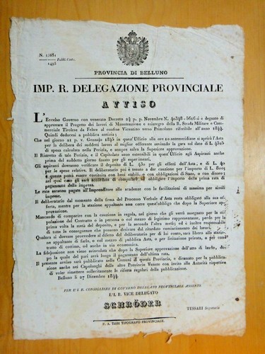 1844 avviso strada tirolese - tirolese, da