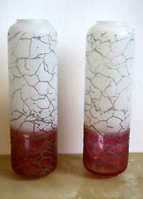 ♥ COPPIA CAMPANE IN VETRO PER LAMPADE O APPLIQUE ANNI 70 ROSA BIANCO VINTAGE