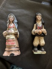 2 x Stelio Mola Cagliari VINTAGE ceramica italiana dipinta a mano signora e uomo