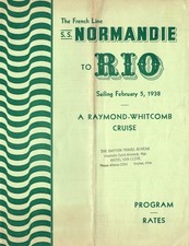 Rara Brochure Tariffe NORMANDIA 1938 "Crociera a Rio" - 4 Pannelli, Ogni Cabina