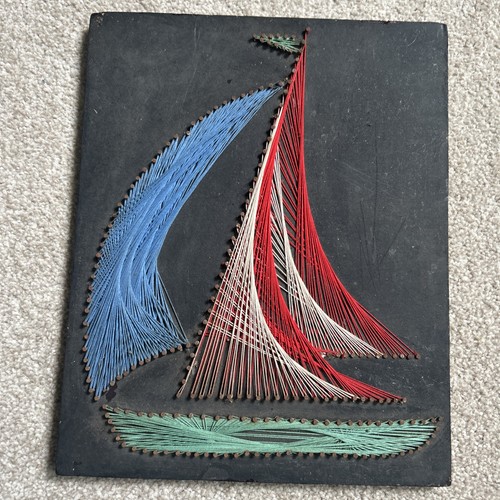 Vintage string art boat - string, boat.