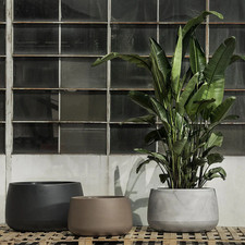 Vaso tondo in resina TITANO diam. 50cm Elbi interno/esterno