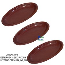 SET 3 PZ TEGAMINO OVALINO IN CERAMICA TERRACOTTA CM 26 RESISTENTE ALLA FIAMMA