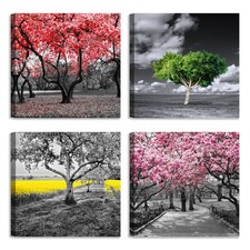 Set di 4 Quadri Alberi in