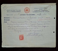 GIAN GIACOMO GAVAZZI DELLA SOMAGLIA CROCE ROSSA ITALIANA 1917 LETTERA TELEGRAMMA