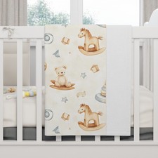 Coperta Cavallo a Dondolo Giocattoli Acquerello per Bambini | Coperta Neonato in Morbido Pile