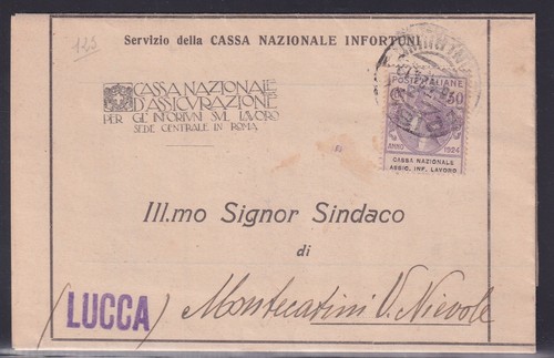 Regno storia postale1924 enti - storia,