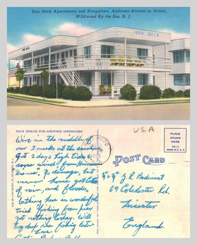 Vintage postcard sun deck - -,