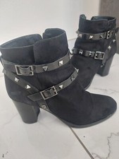 STIVALETTI CON TACCO CAMOSCIO BRUNO PREMI NUMERO 39 NERO COME NUOVI