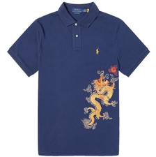 Polo Ralph Lauren uomo blu navy drago ricamato polo XL NUOVA CON ETICHETTE