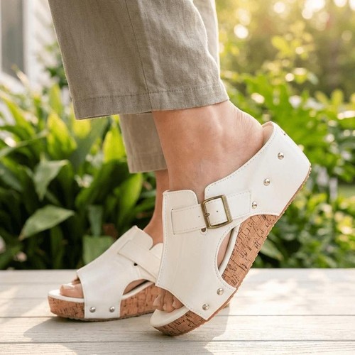 Sandali con zeppa - , pelle