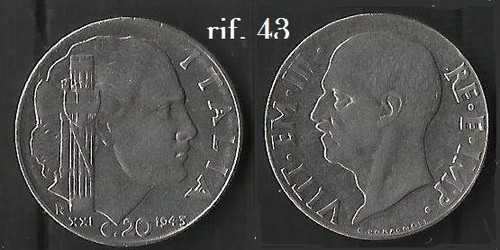 Centesimi 1943 lire italia - centesimi,