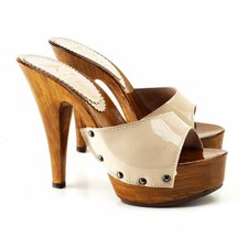 ZOCCOLI italiani in Pelle Tacco 13 CM - K9001 BEIGE